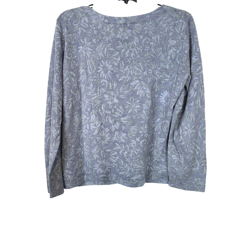 J.Jill Womens Gray Floral Long‎ Sleeve Preppy Button Cardigan Small Cottagecore - Picture 4 of 5